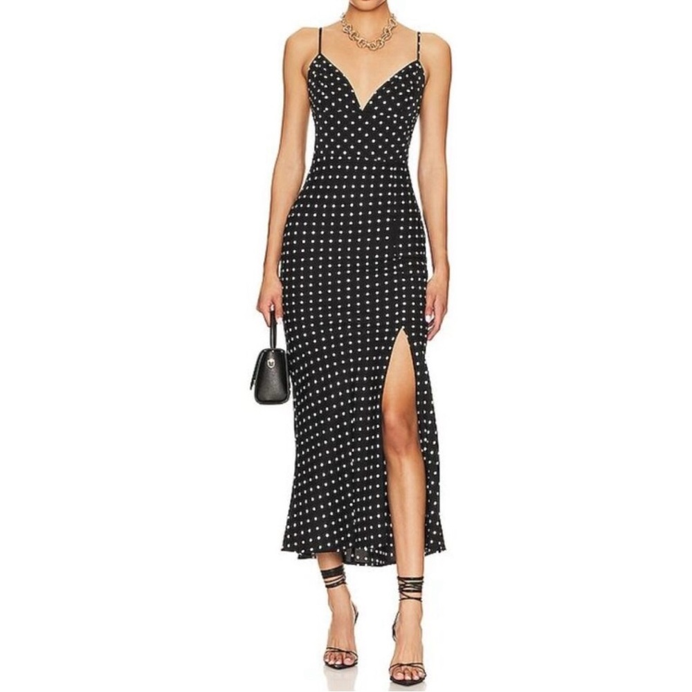 Line & Dot Renee Midi Dress Black White Polka Dot size Medium